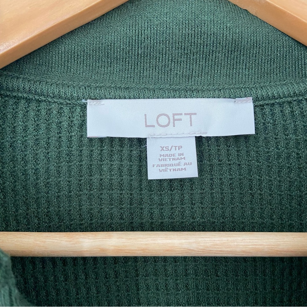 LOFT Women's Olive Ribbed Sweatshirt - Picture 3 of 4